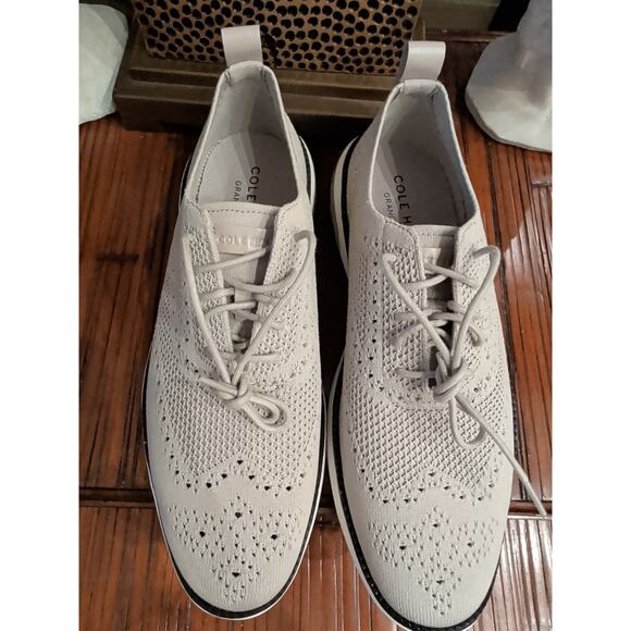 New Cole Haan Men 11 M Grand Hurrion Stitchlite Wingtip Oxford Dove Paloma Grey